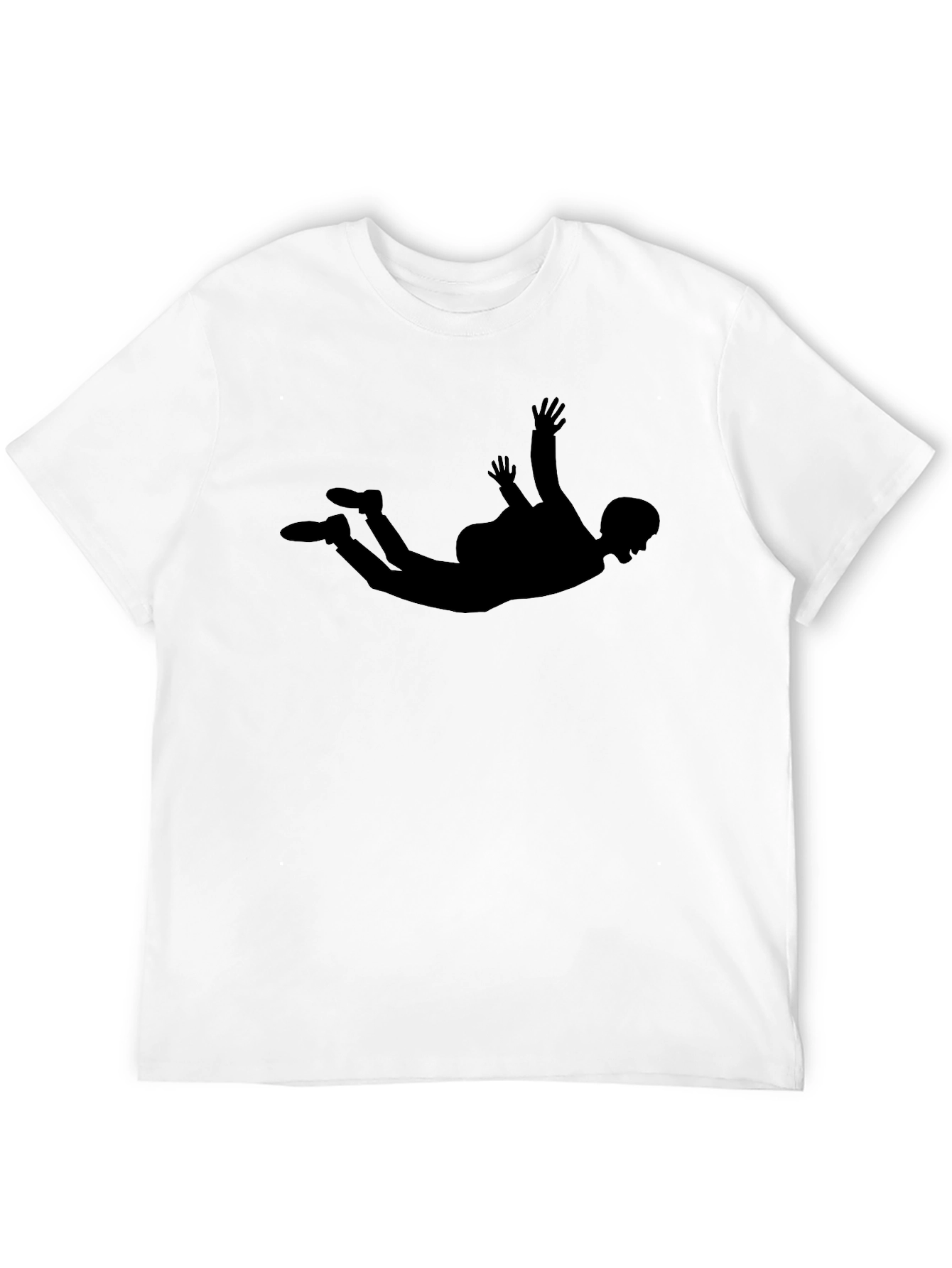Skydiving Silhouette Graphic Tee - Black Casual T-Shirt