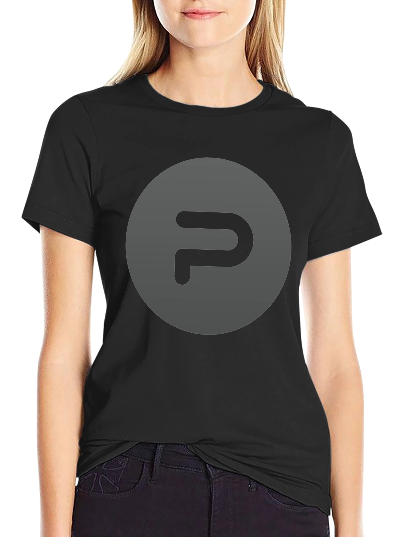 Mens Black T-Shirt with Gray Logo Graphic