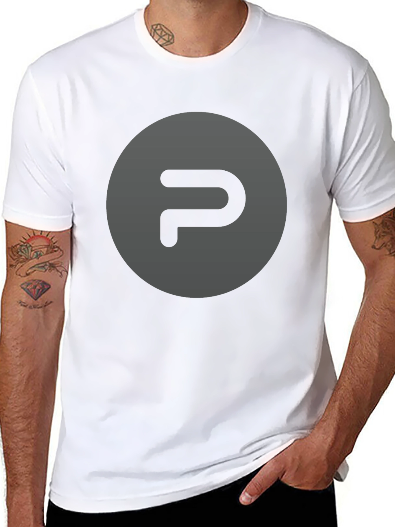 Mens Black T-Shirt with Gray Logo Graphic