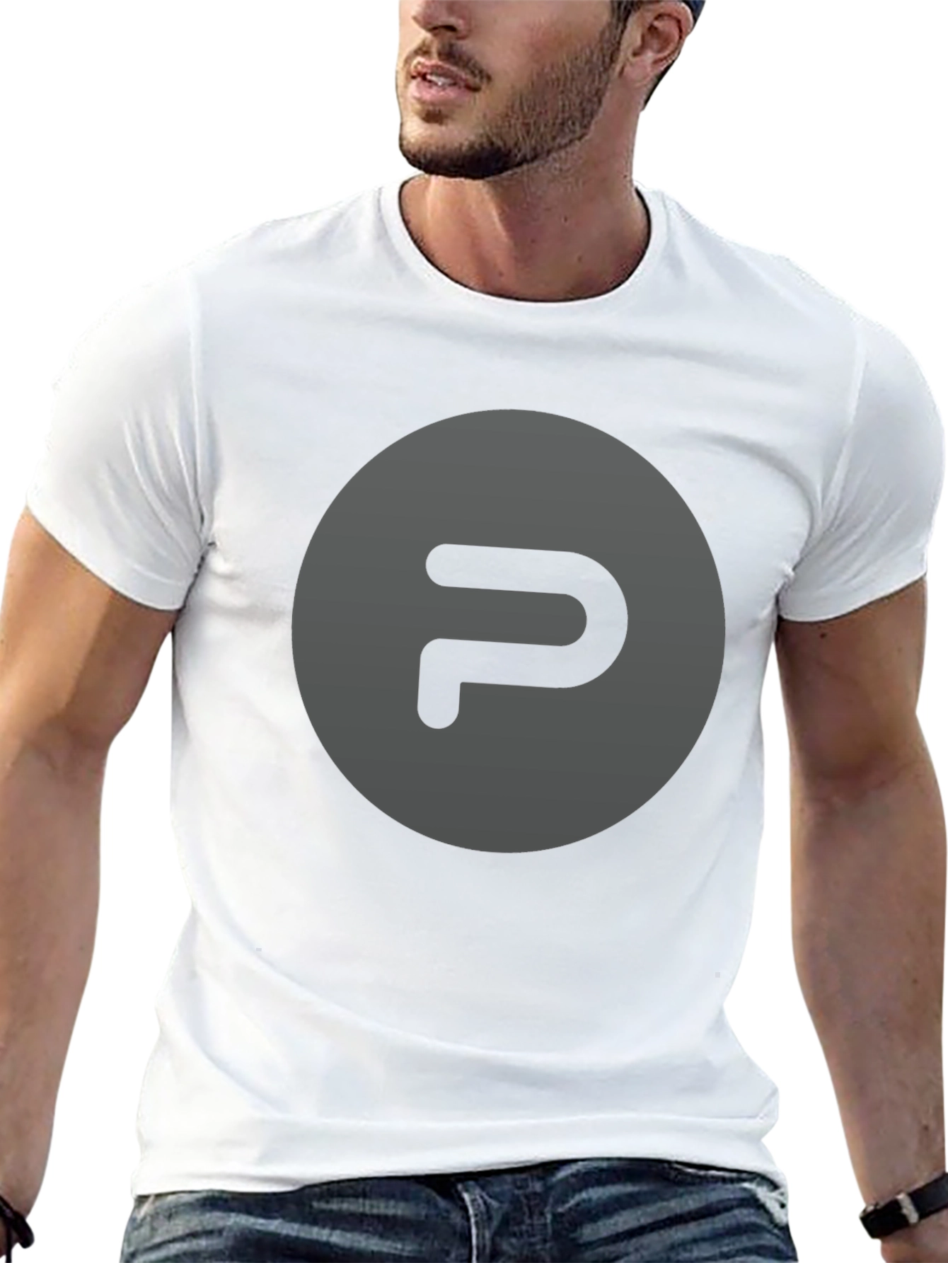 Mens Black T-Shirt with Gray Logo Graphic