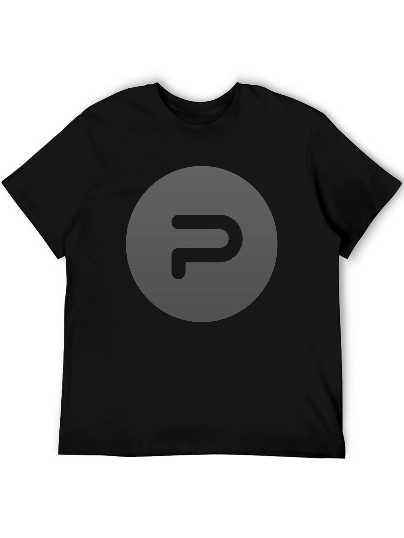 Mens Black T-Shirt with Gray Logo Graphic