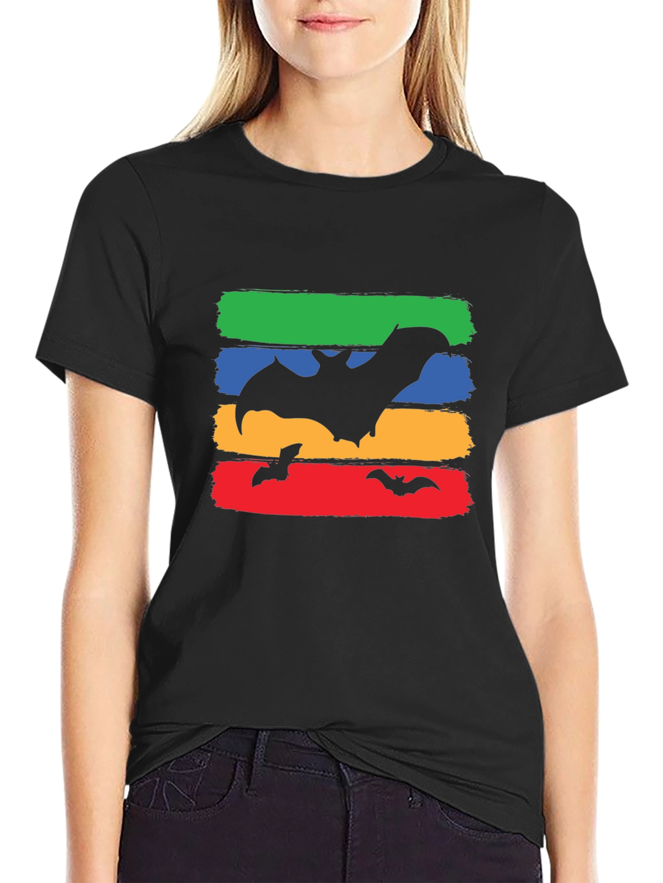 Bat Silhouette Graphic Tee - Halloween Style