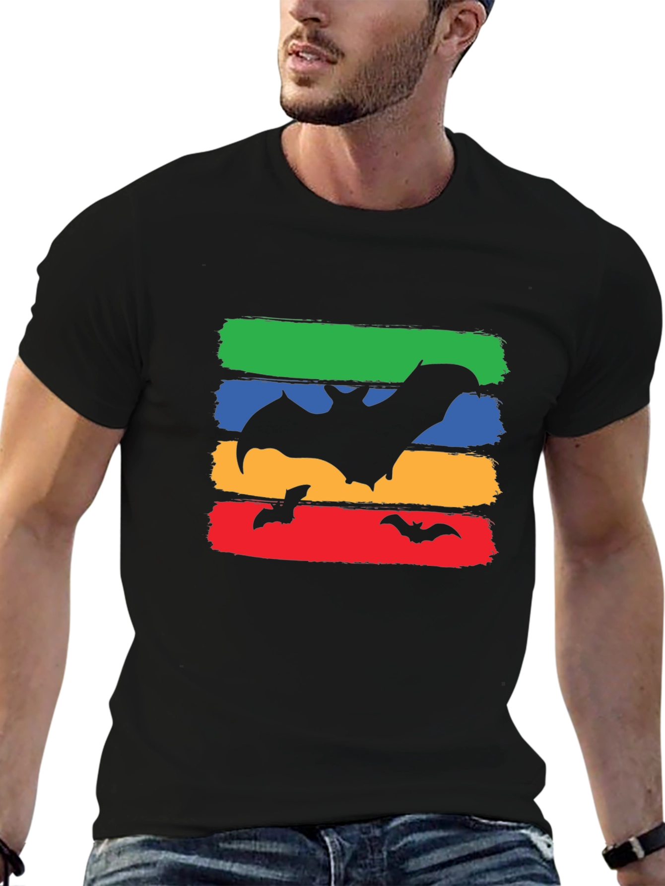 Bat Silhouette Graphic Tee - Halloween Style