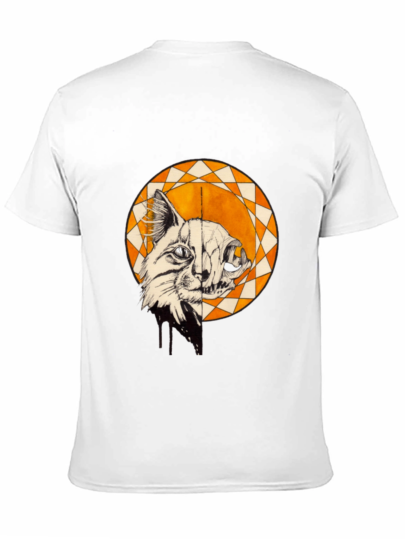 Cat Skull Graphic Print Crew Neck Tee