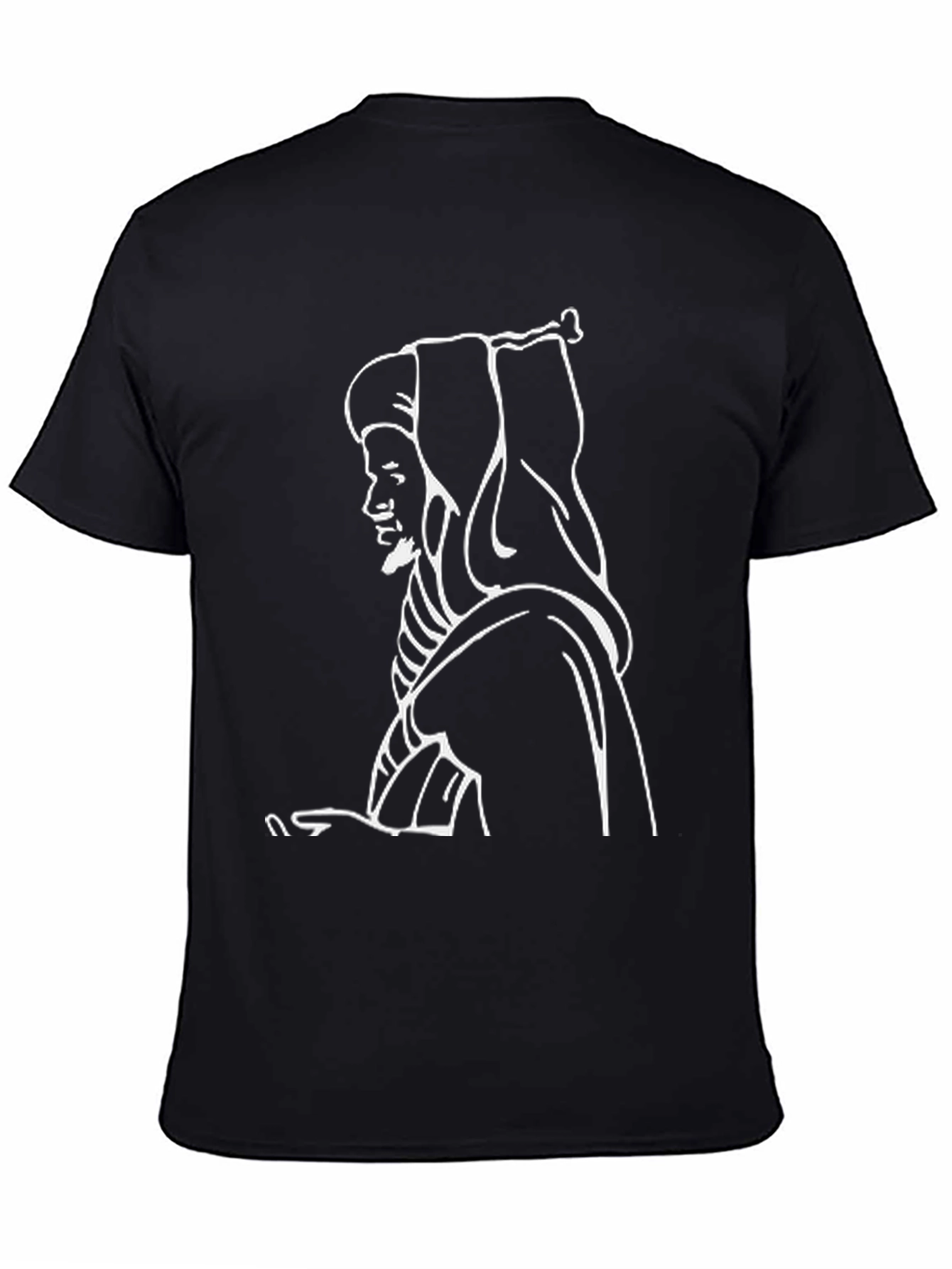 Black T-Shirt with White Outline Design