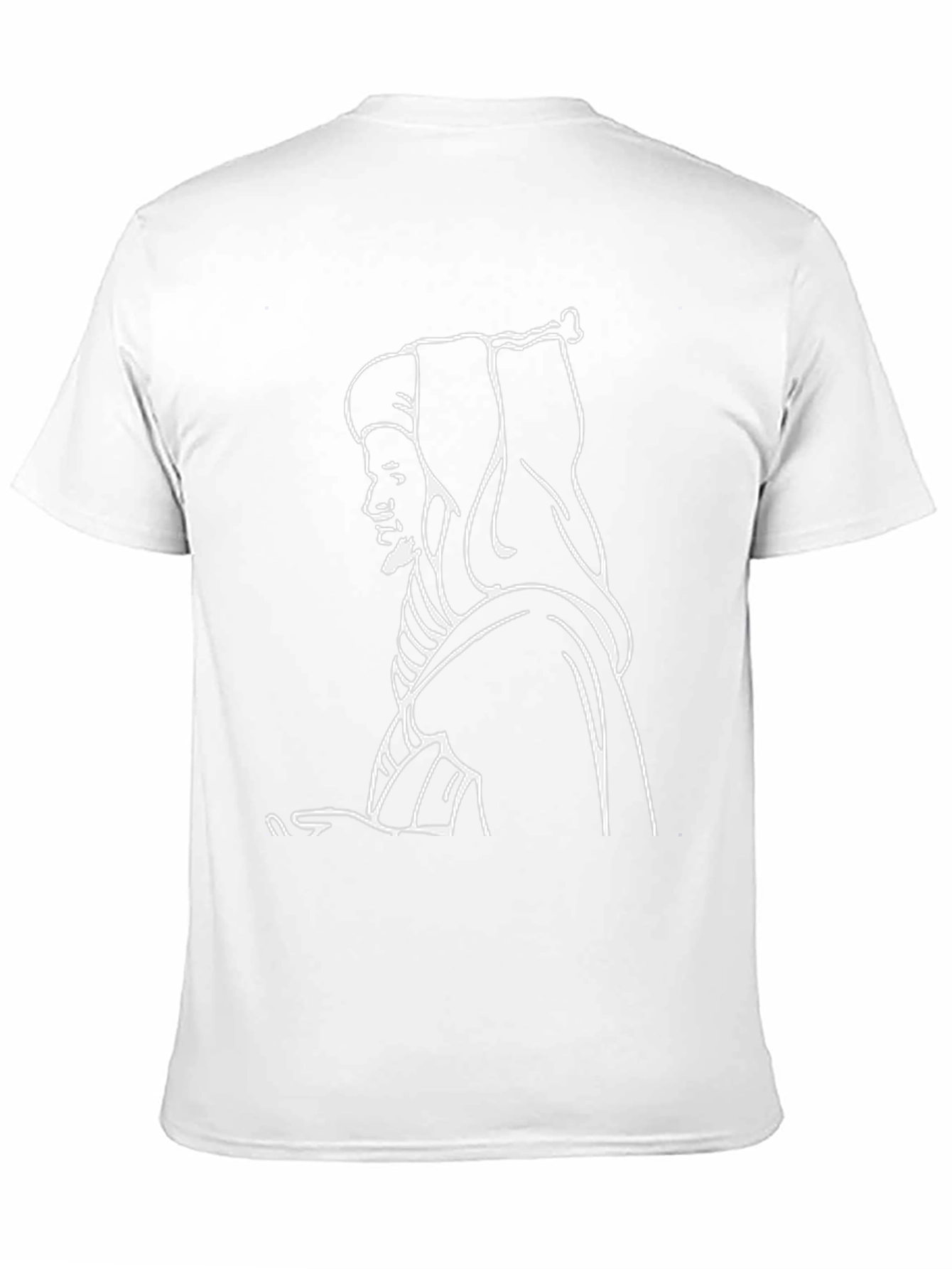 Black T-Shirt with White Outline Design