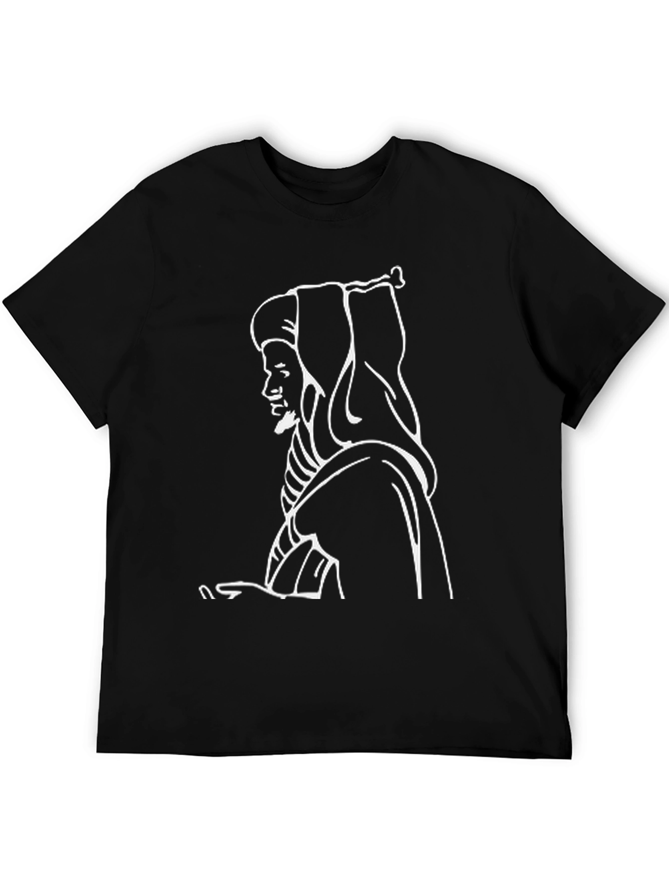Black T-Shirt with White Outline Design
