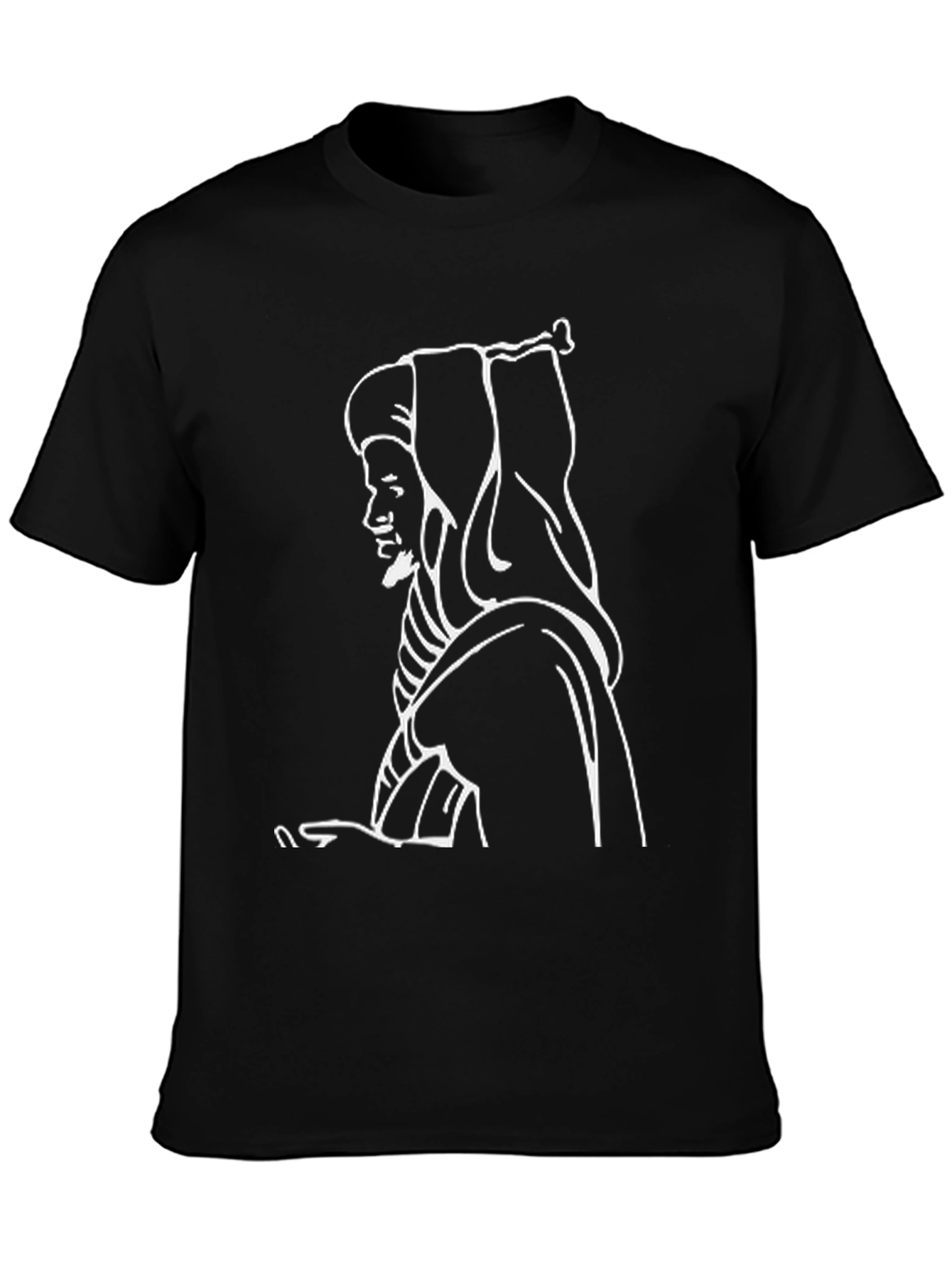 Black T-Shirt with White Outline Design