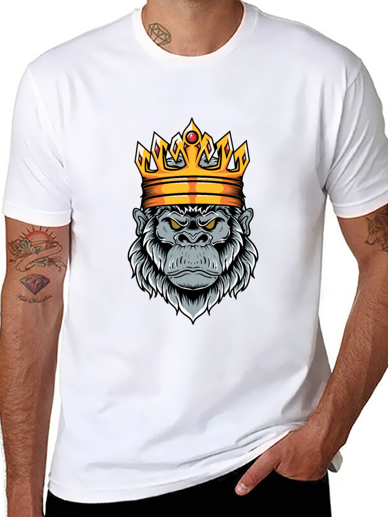 King Gorilla Graphic Tee - Black Cotton