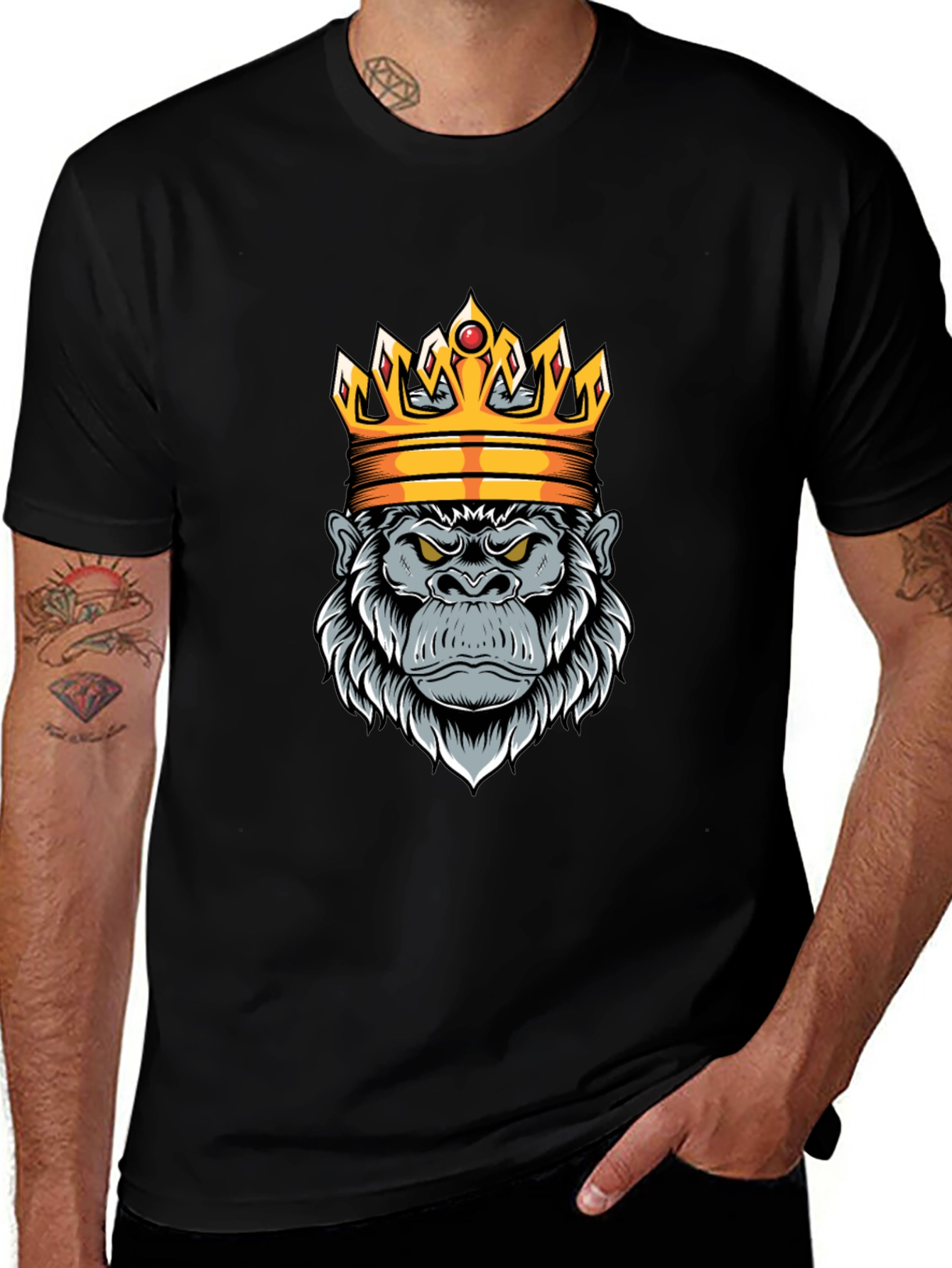 King Gorilla Graphic Tee - Black Cotton
