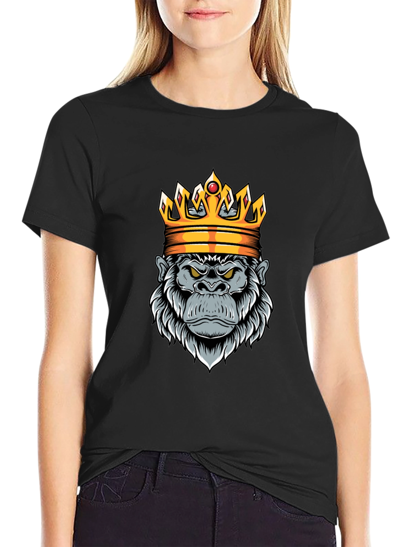 King Gorilla Graphic Tee - Black Cotton
