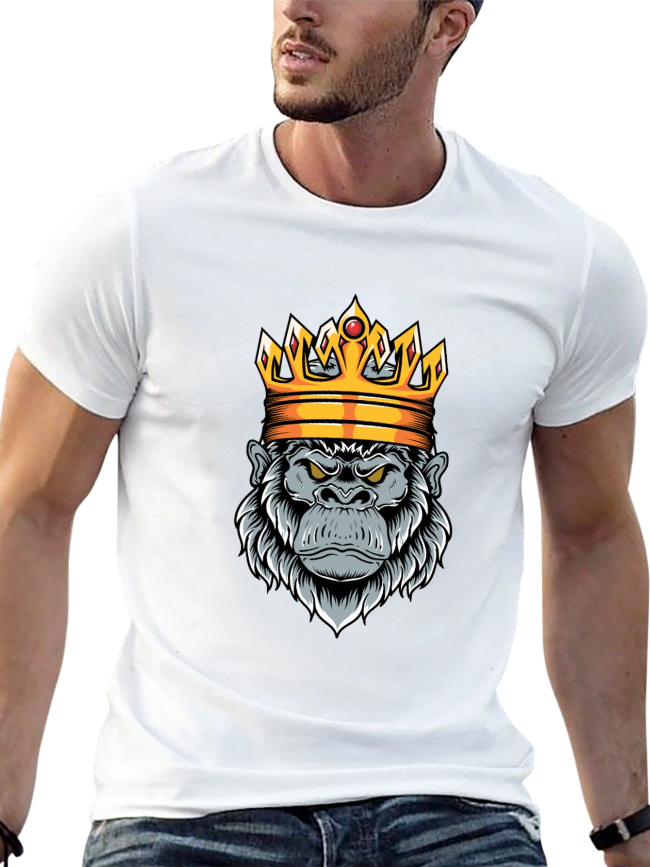 King Gorilla Graphic Tee - Black Cotton