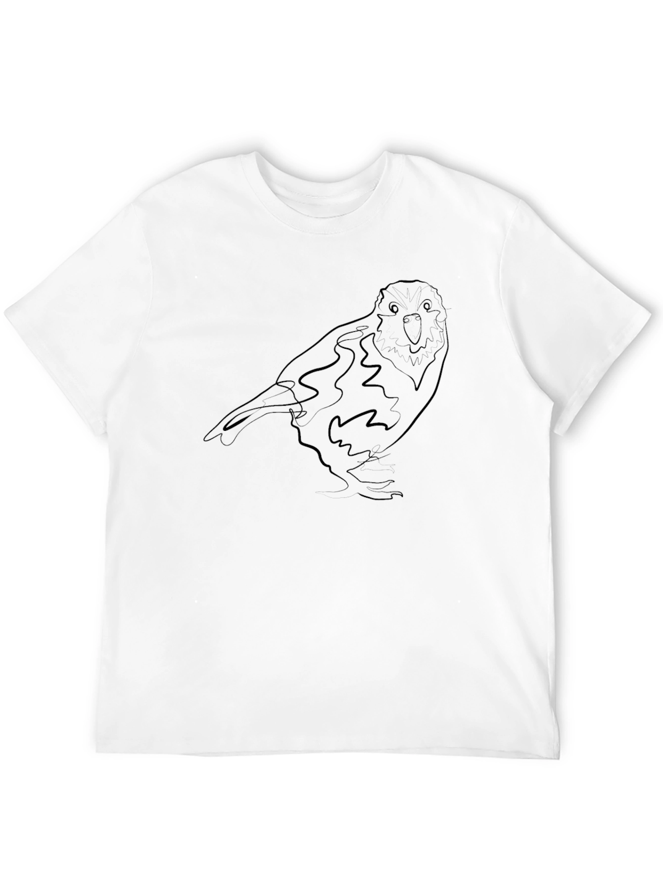 Minimalist Bird Line Art Black T-Shirt