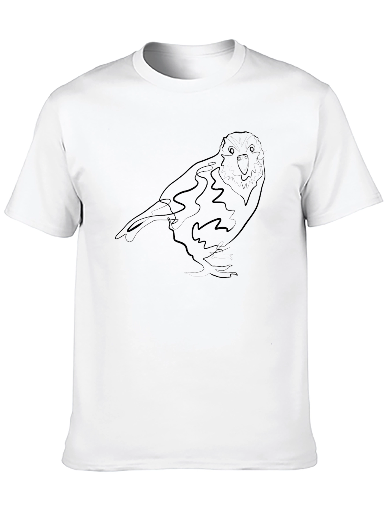 Minimalist Bird Line Art Black T-Shirt