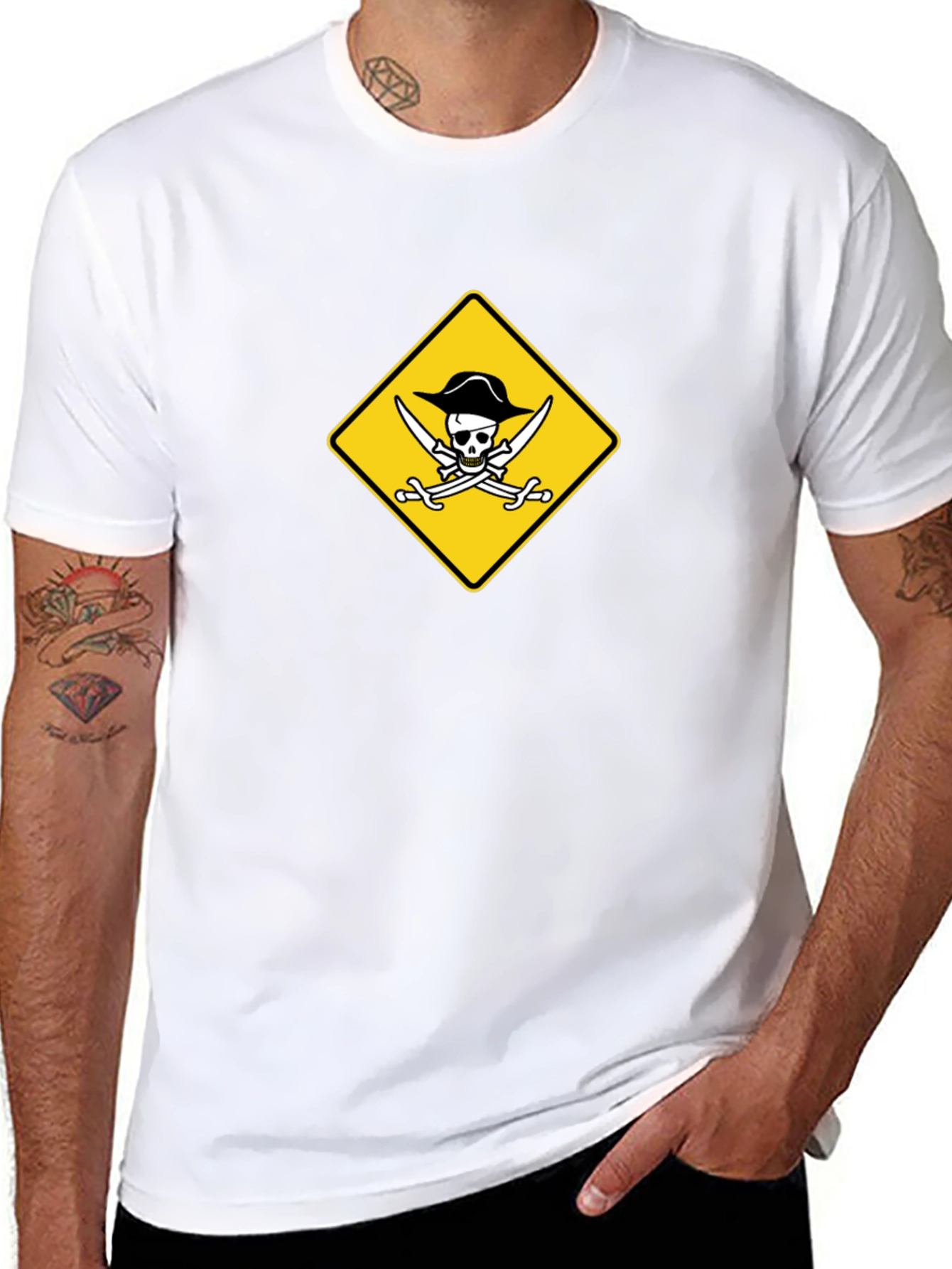 Pirate Skull & Swords Graphic Black T-Shirt