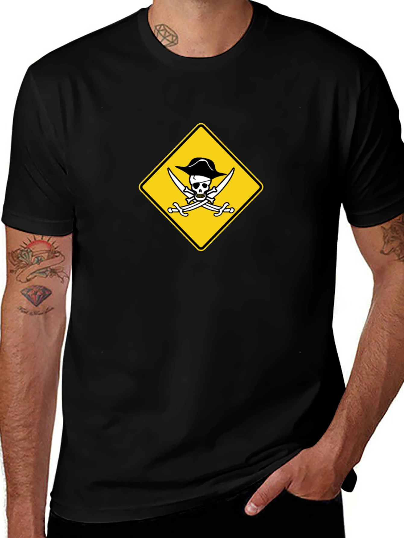 Pirate Skull & Swords Graphic Black T-Shirt