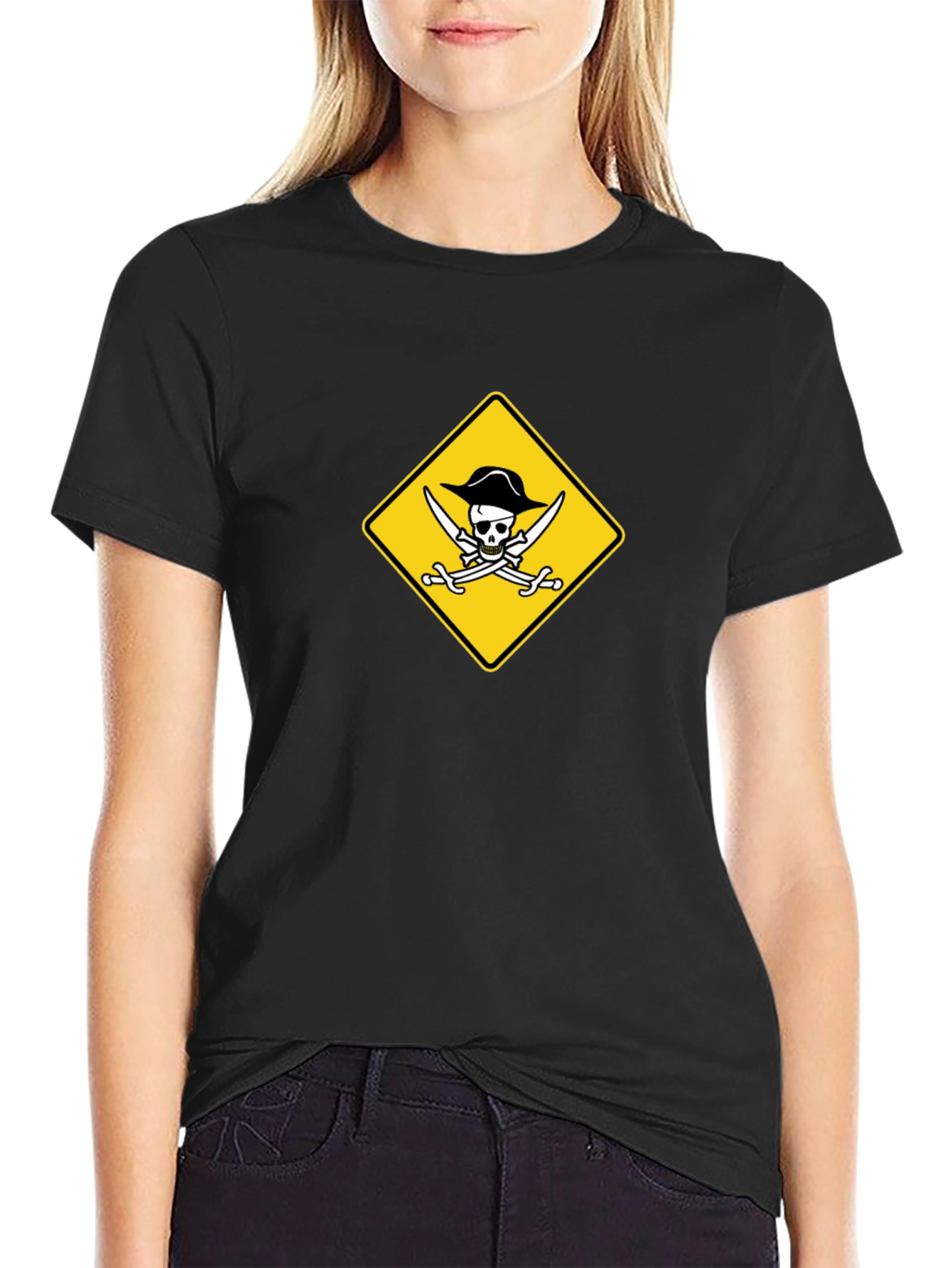 Pirate Skull & Swords Graphic Black T-Shirt