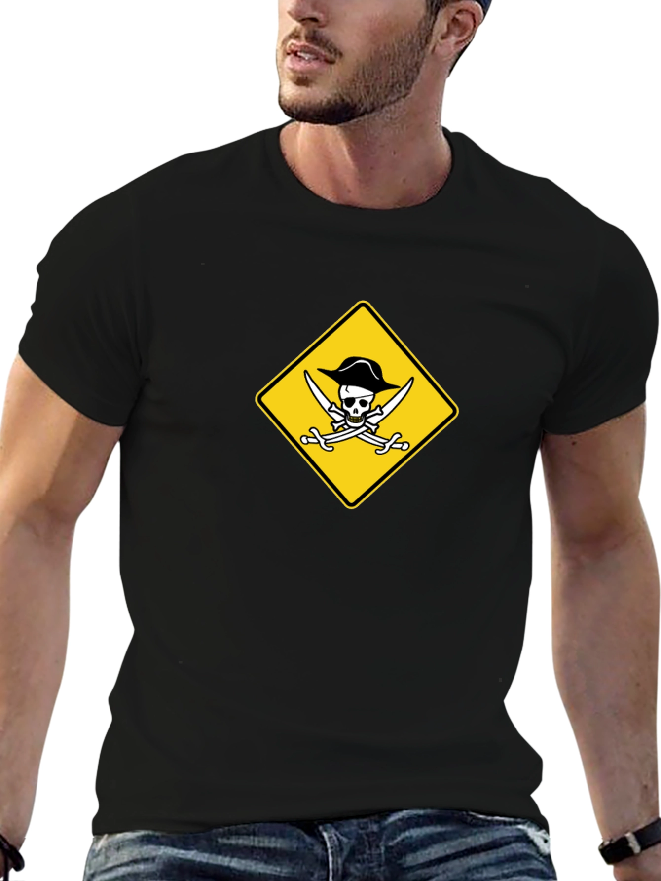 Pirate Skull & Swords Graphic Black T-Shirt
