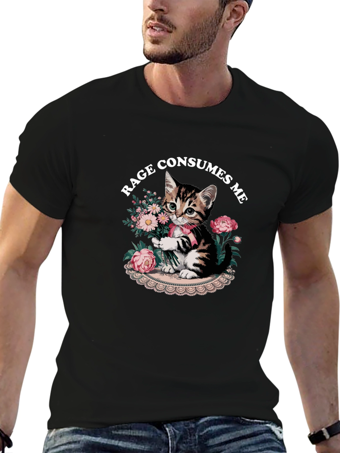 Rage Consumes Me Kitten Graphic T-Shirt