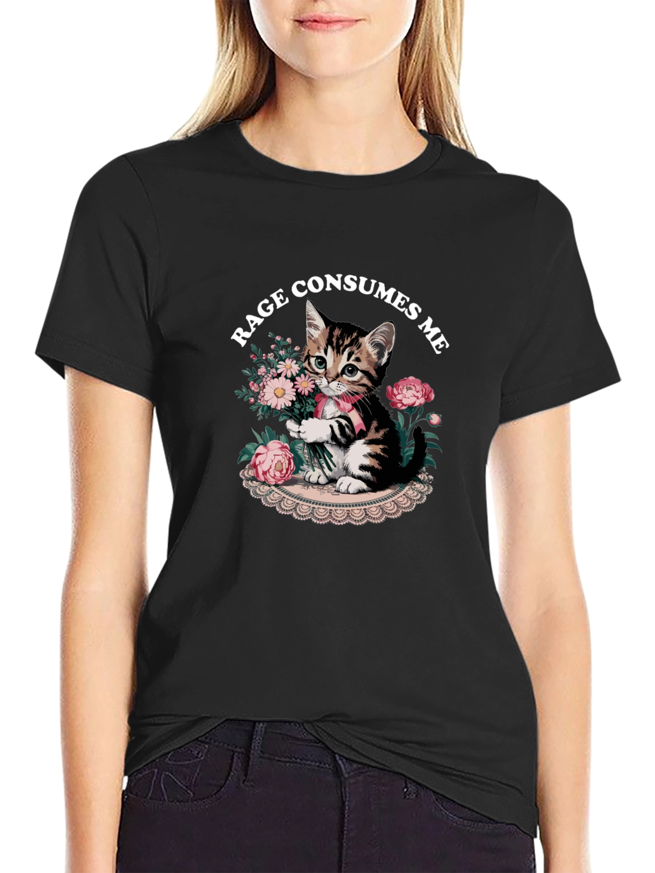 Rage Consumes Me Kitten Graphic T-Shirt