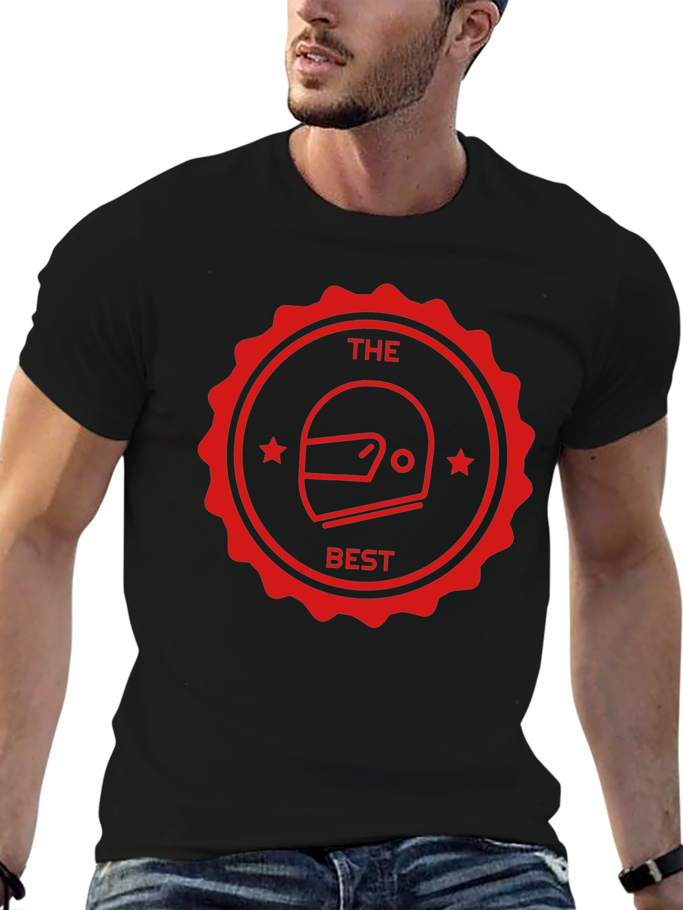 The Best Helmet T-Shirt - Black Crew Neck Tee