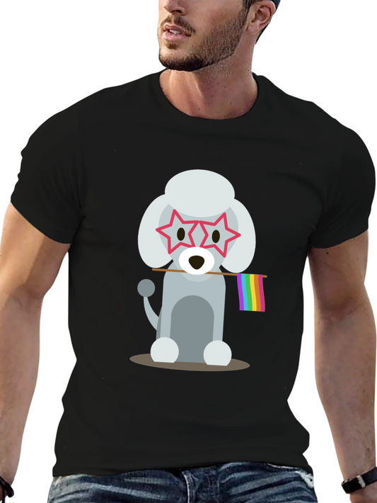 Poodle Pride Graphic Tee - Star Glasses Rainbow Flag