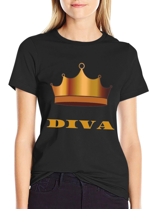 Diva Crown Graphic Tee - Stylish Black T-Shirt