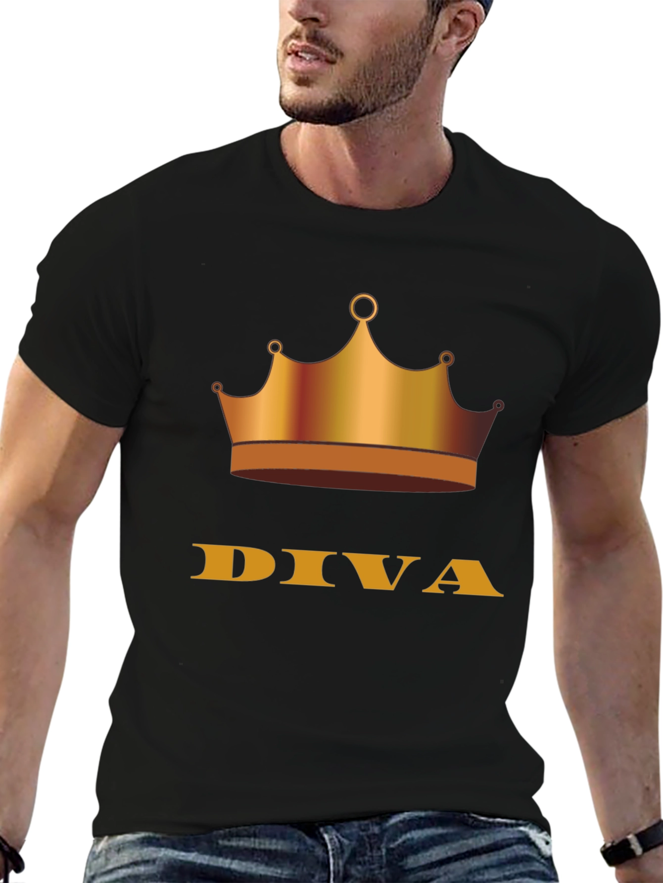 Diva Crown Graphic Tee - Stylish Black T-Shirt