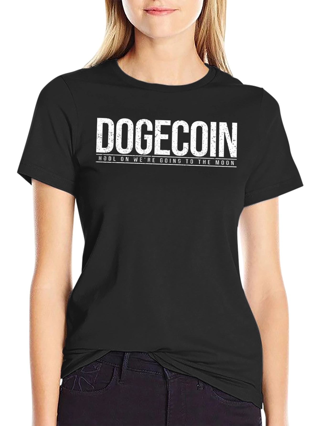 Dogecoin HODL Moon Black T-Shirt