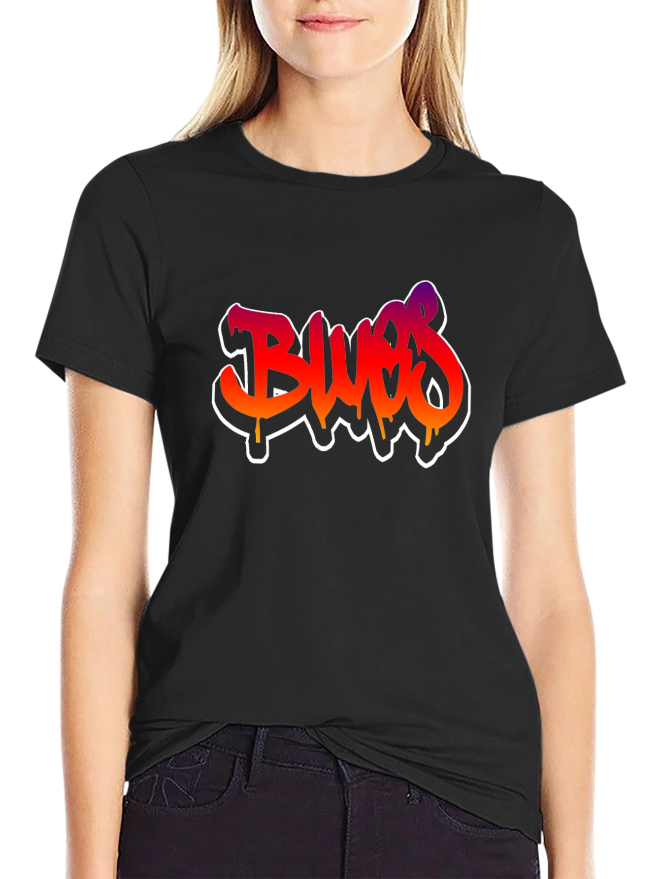 Blues Graffiti Style Graphic T-Shirt
