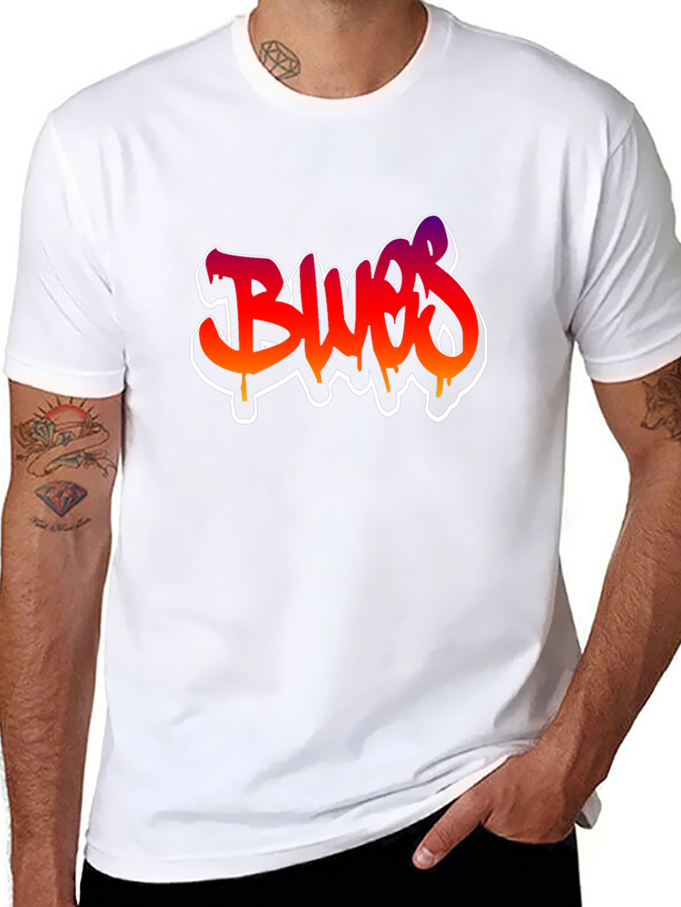 Blues Graffiti Style Graphic T-Shirt