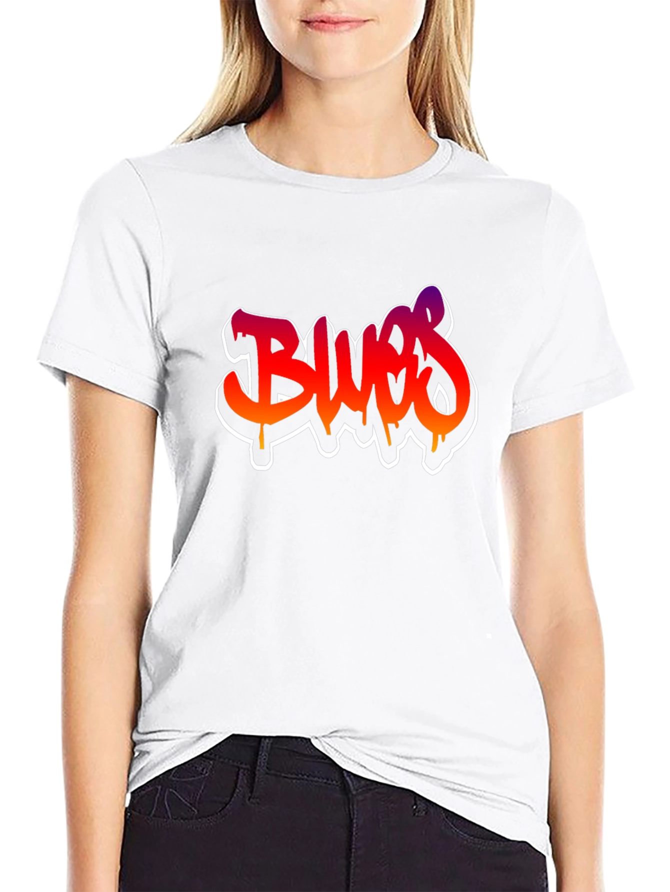 Blues Graffiti Style Graphic T-Shirt