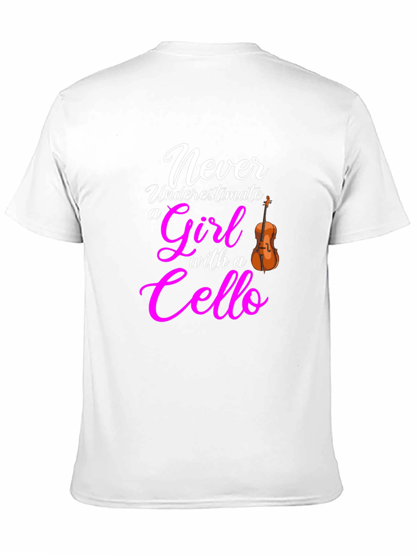 Never Underestimate Girl with Cello Black T-Shirt