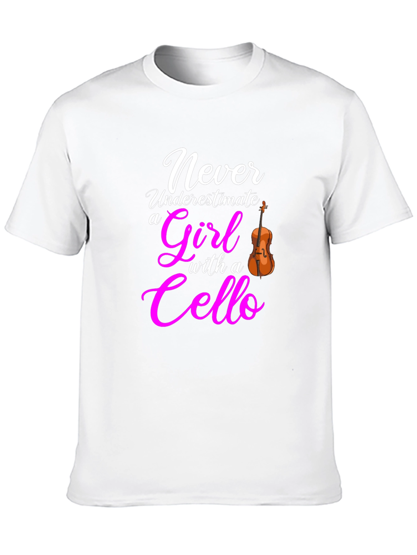 Never Underestimate Girl with Cello Black T-Shirt