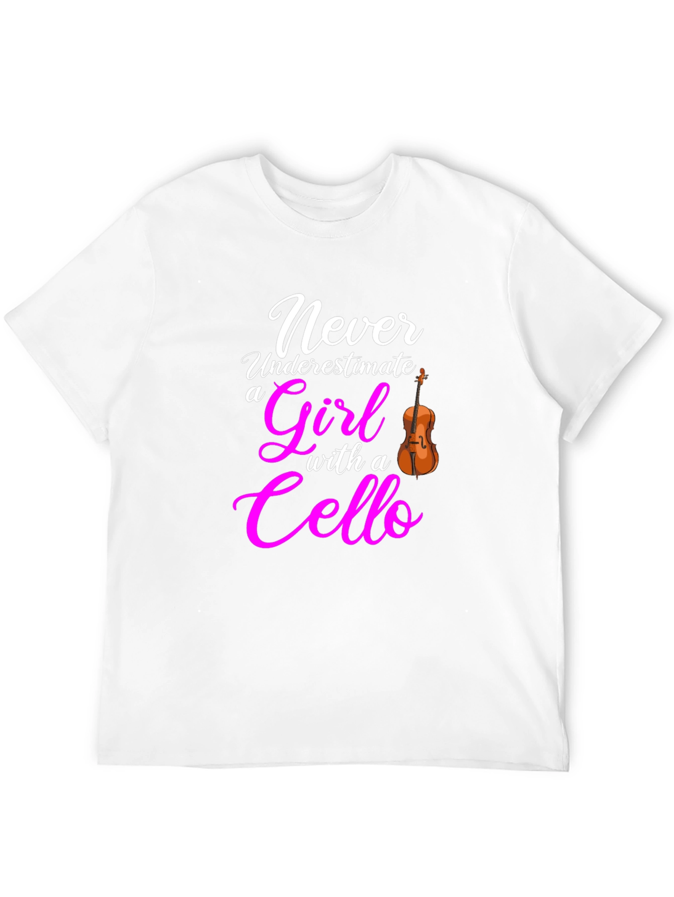 Never Underestimate Girl with Cello Black T-Shirt