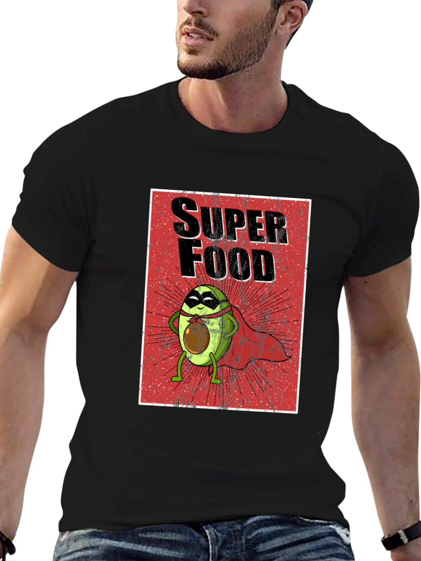 Superfood Avocado Superhero T-Shirt - Fun Graphic Tee