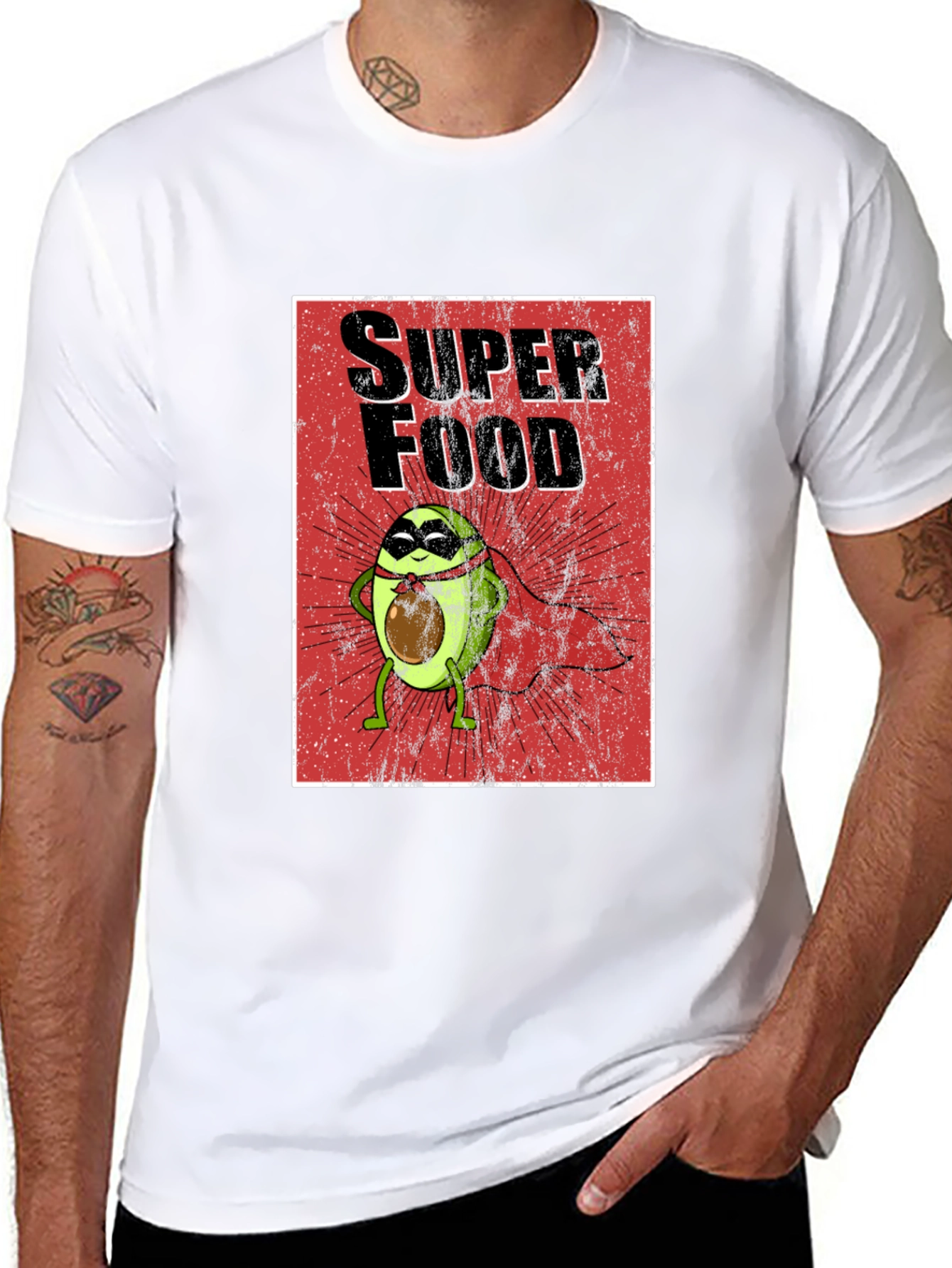 Superfood Avocado Superhero T-Shirt - Fun Graphic Tee