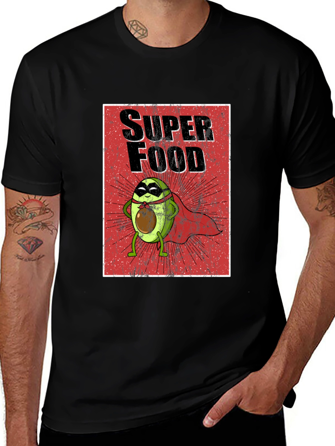 Superfood Avocado Superhero T-Shirt - Fun Graphic Tee
