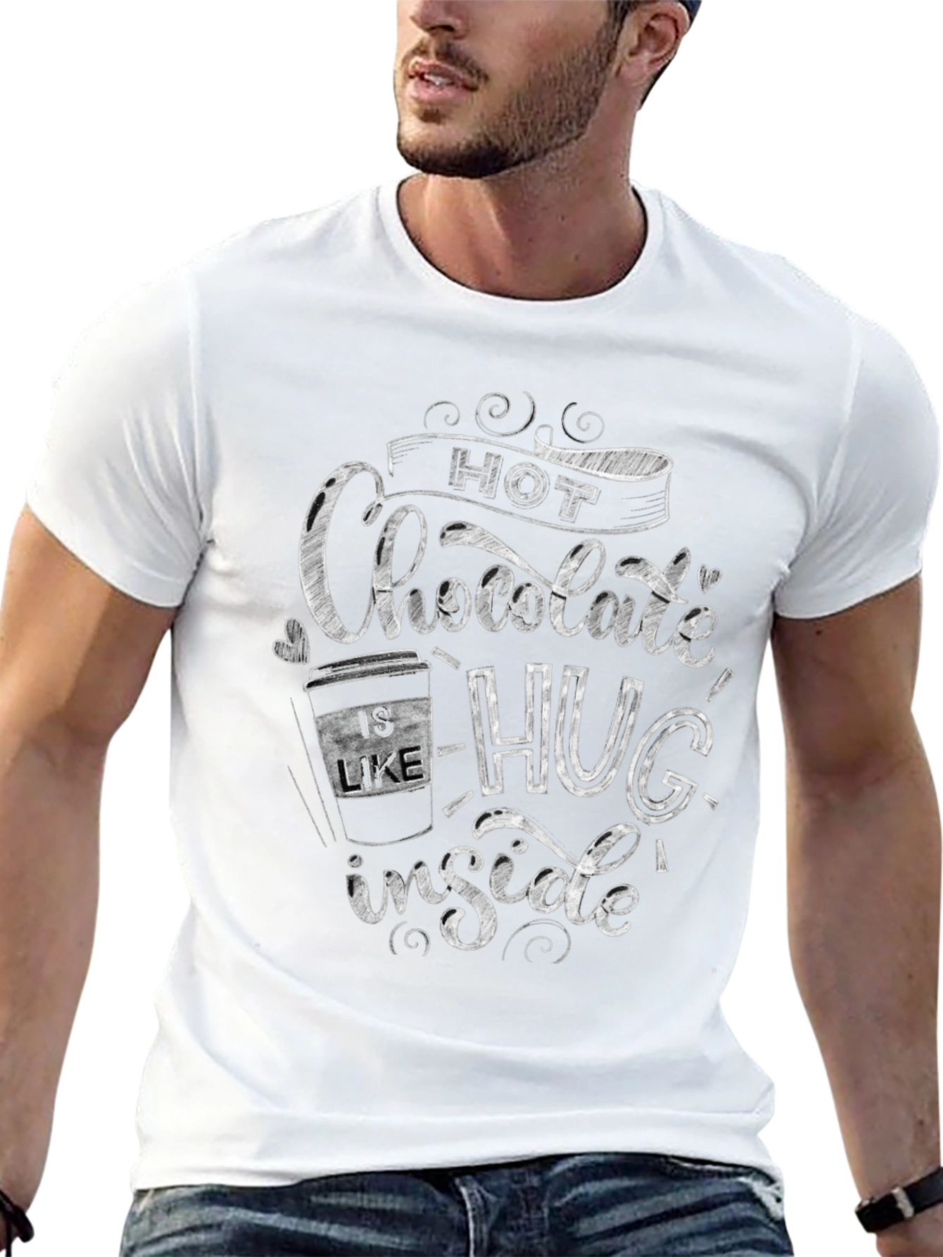 Hot Chocolate Hug Graphic T-Shirt - Black