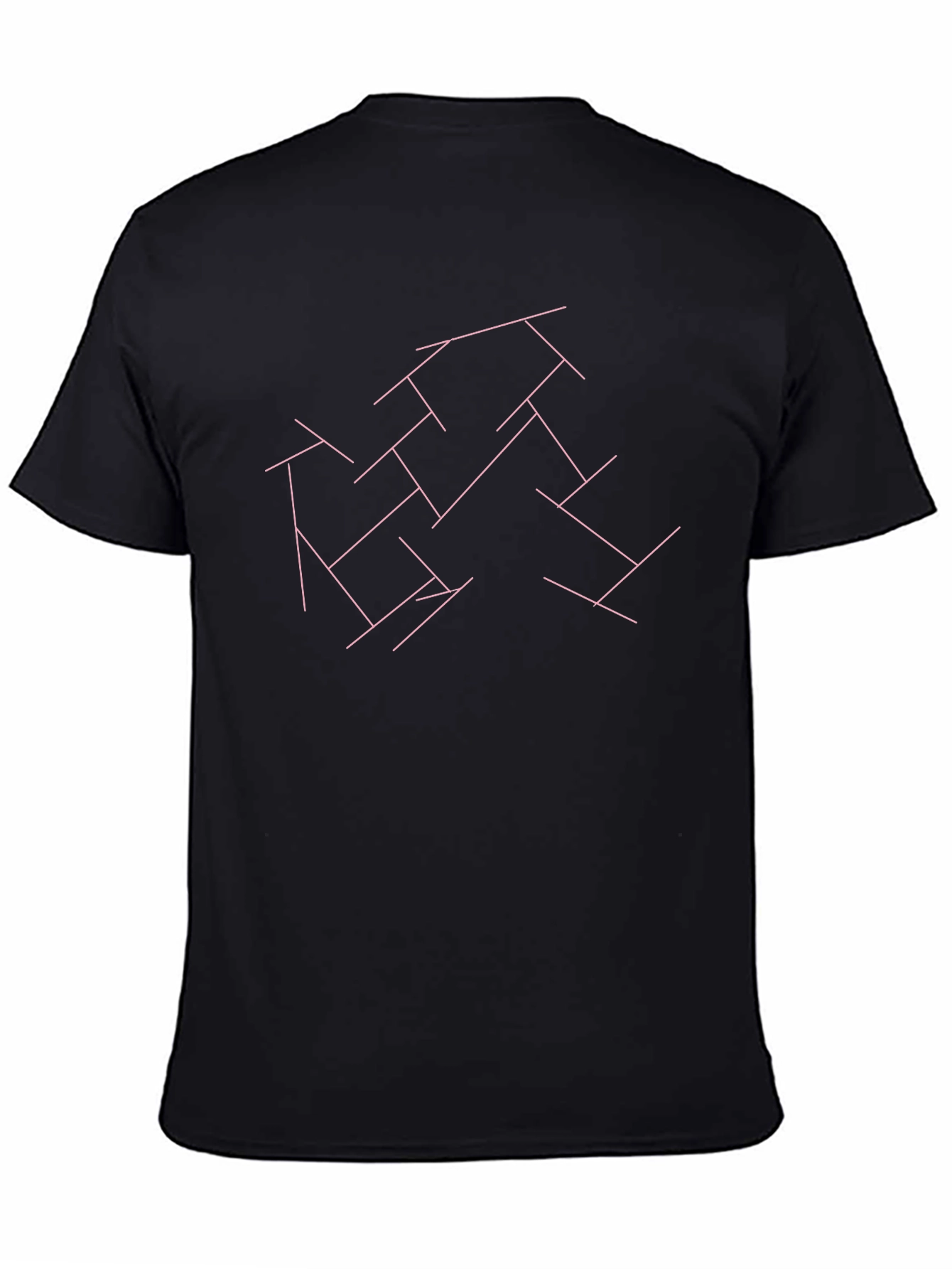 Geometric Line Art Black T-Shirt
