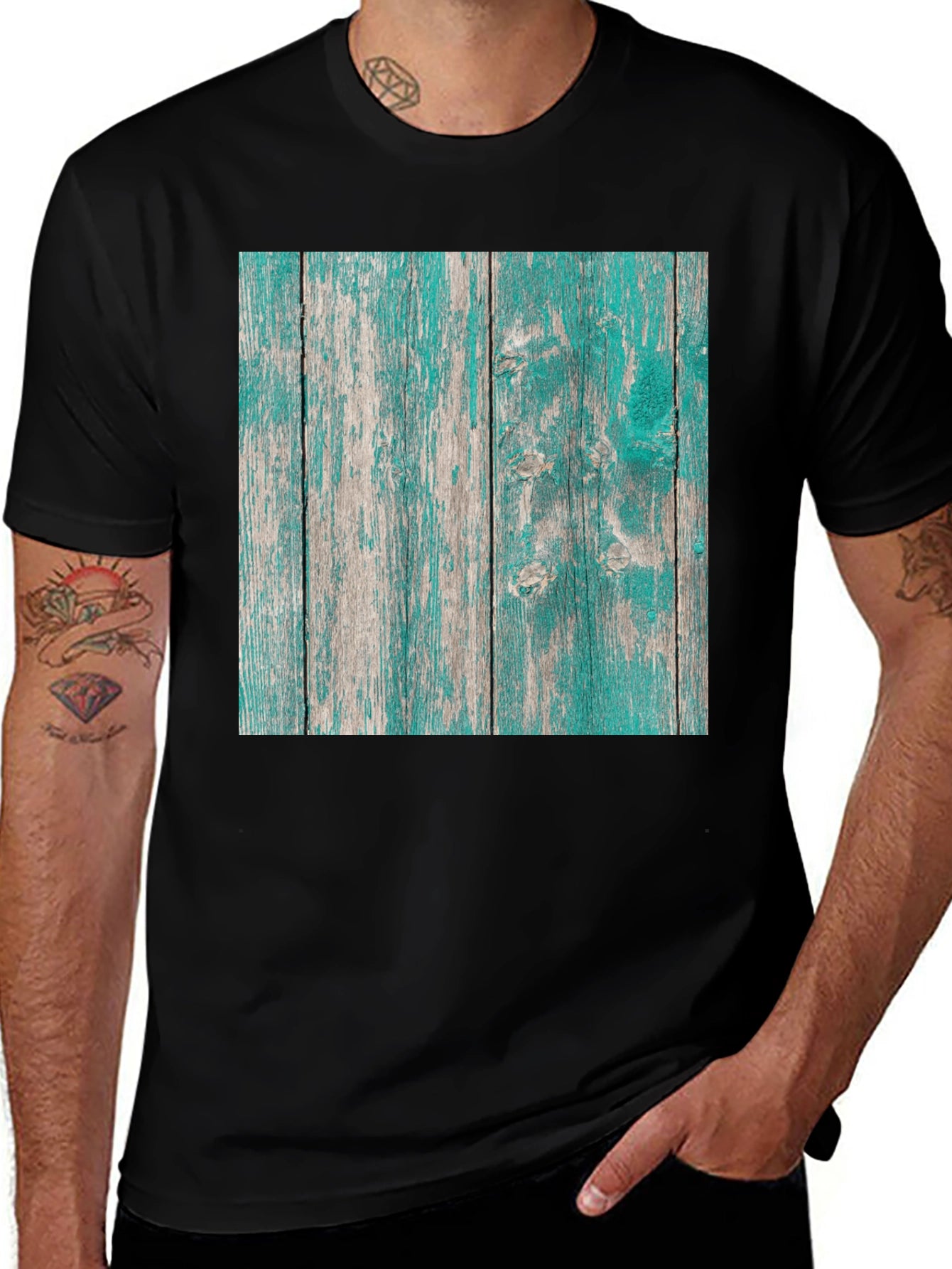 Rustic Wood Plank Graphic Tee - Urban Style