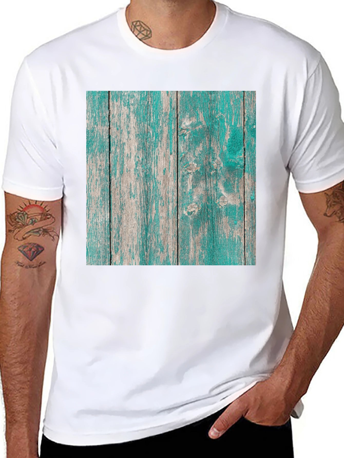 Rustic Wood Plank Graphic Tee - Urban Style