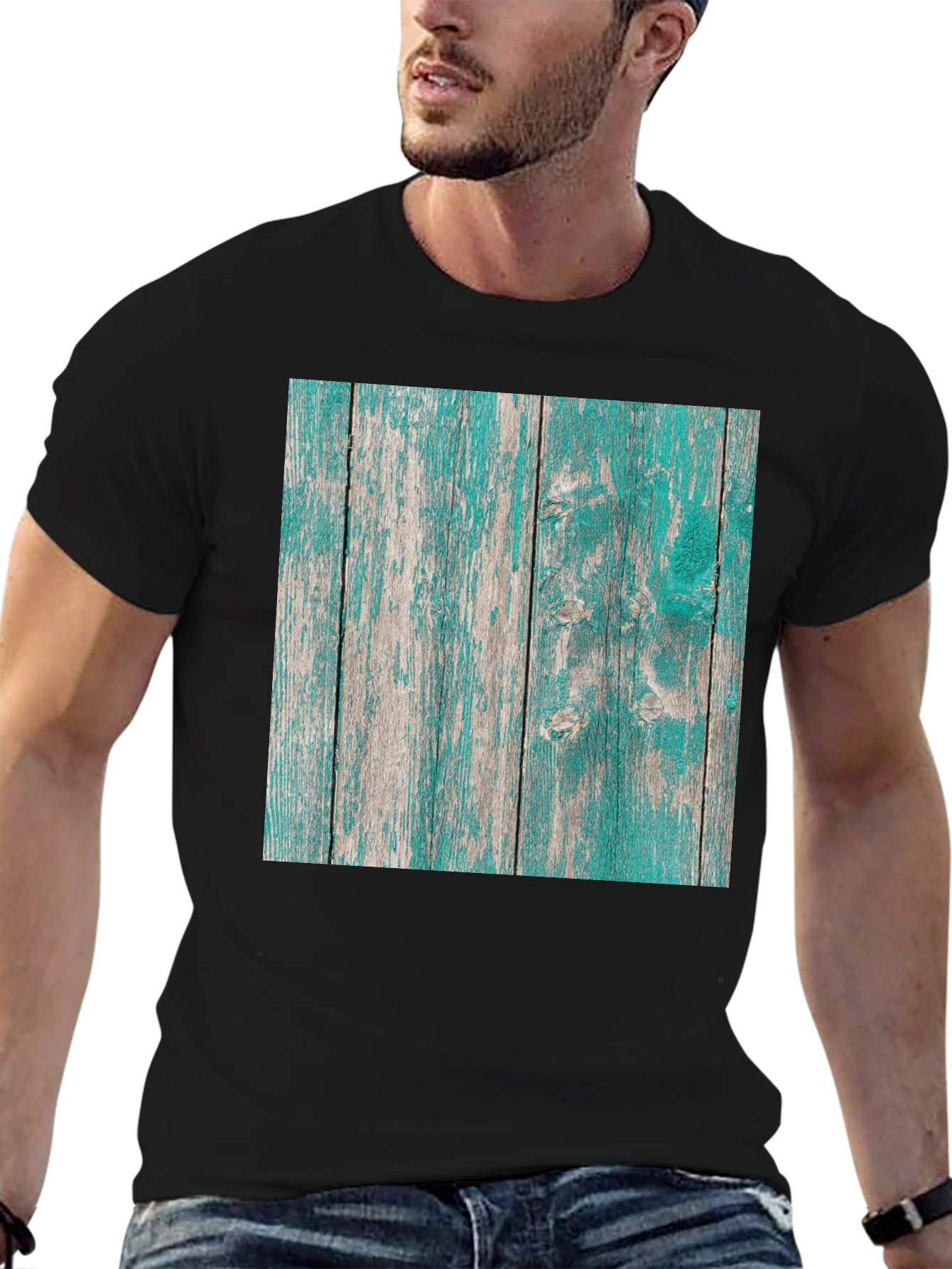Rustic Wood Plank Graphic Tee - Urban Style