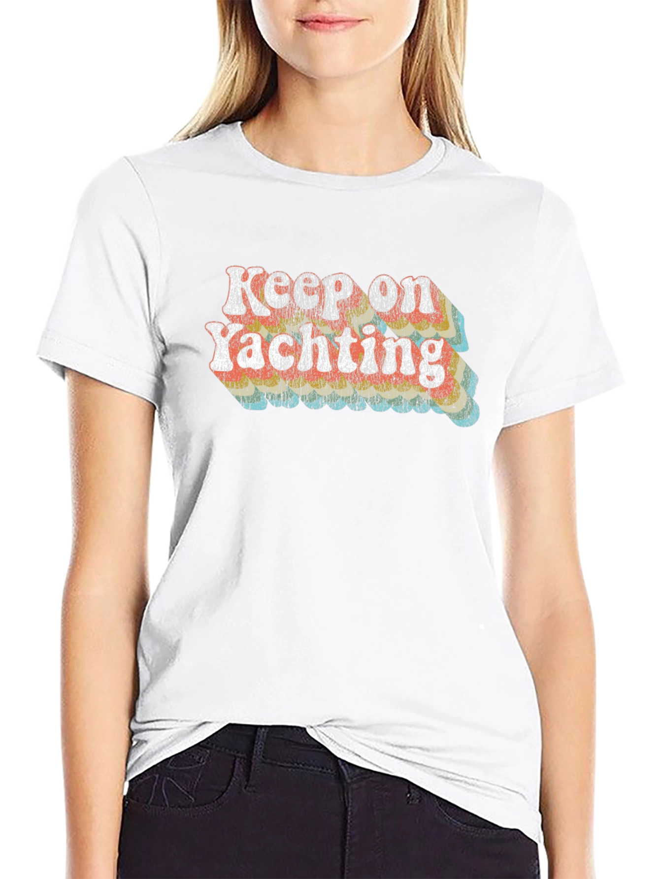 Keep on Yachting Retro Graphic Tee - Black