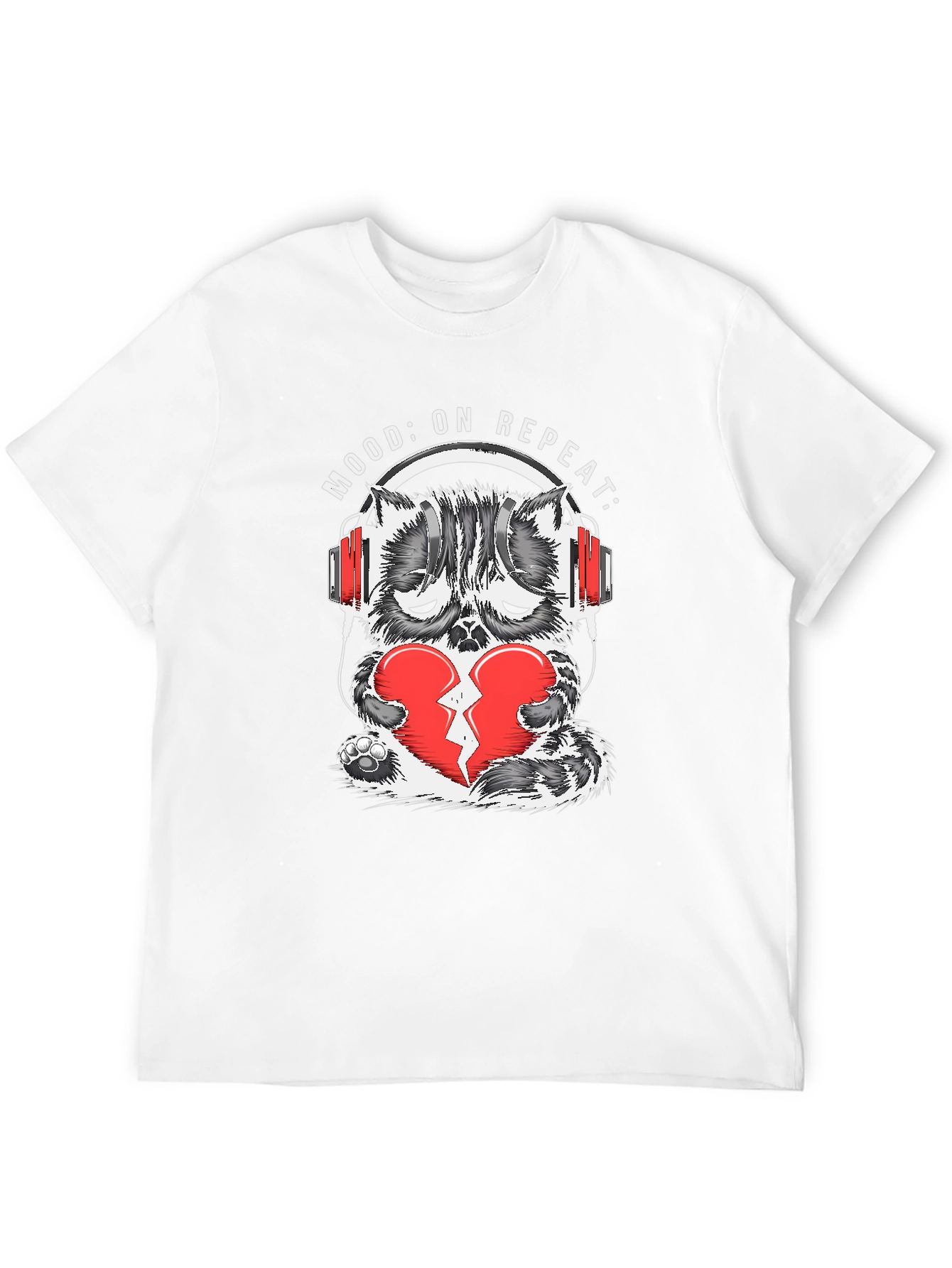 Mood On Repeat Sad Cat Graphic Tee