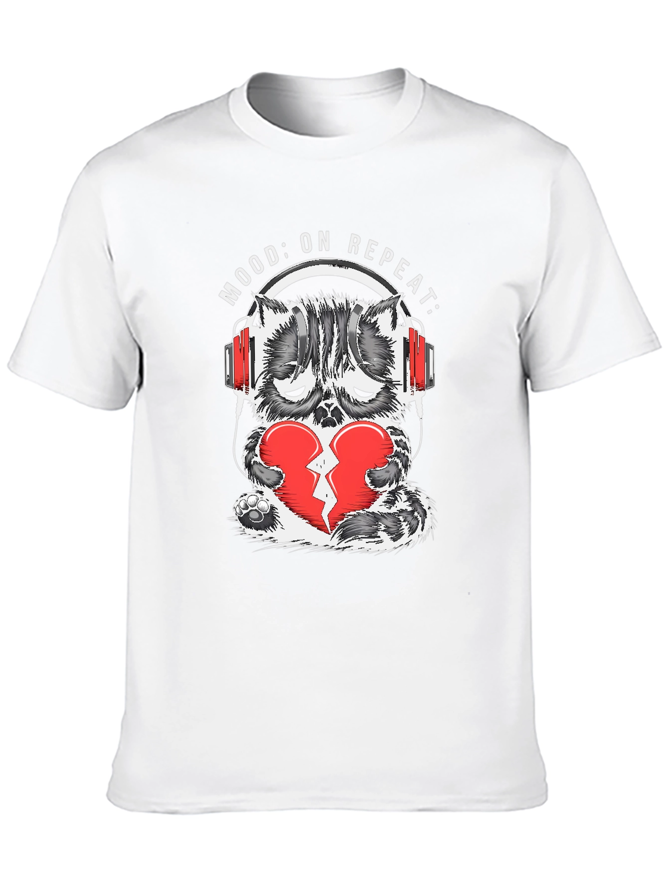 Mood On Repeat Sad Cat Graphic Tee