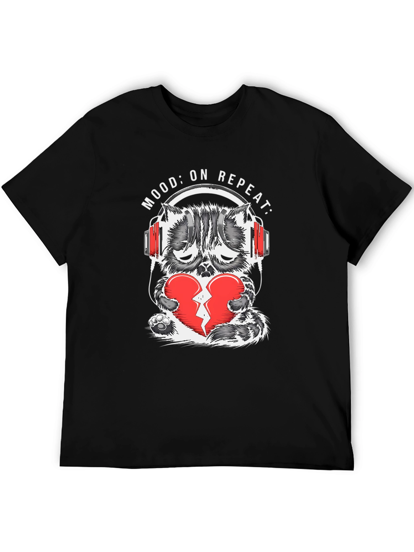 Mood On Repeat Sad Cat Graphic Tee