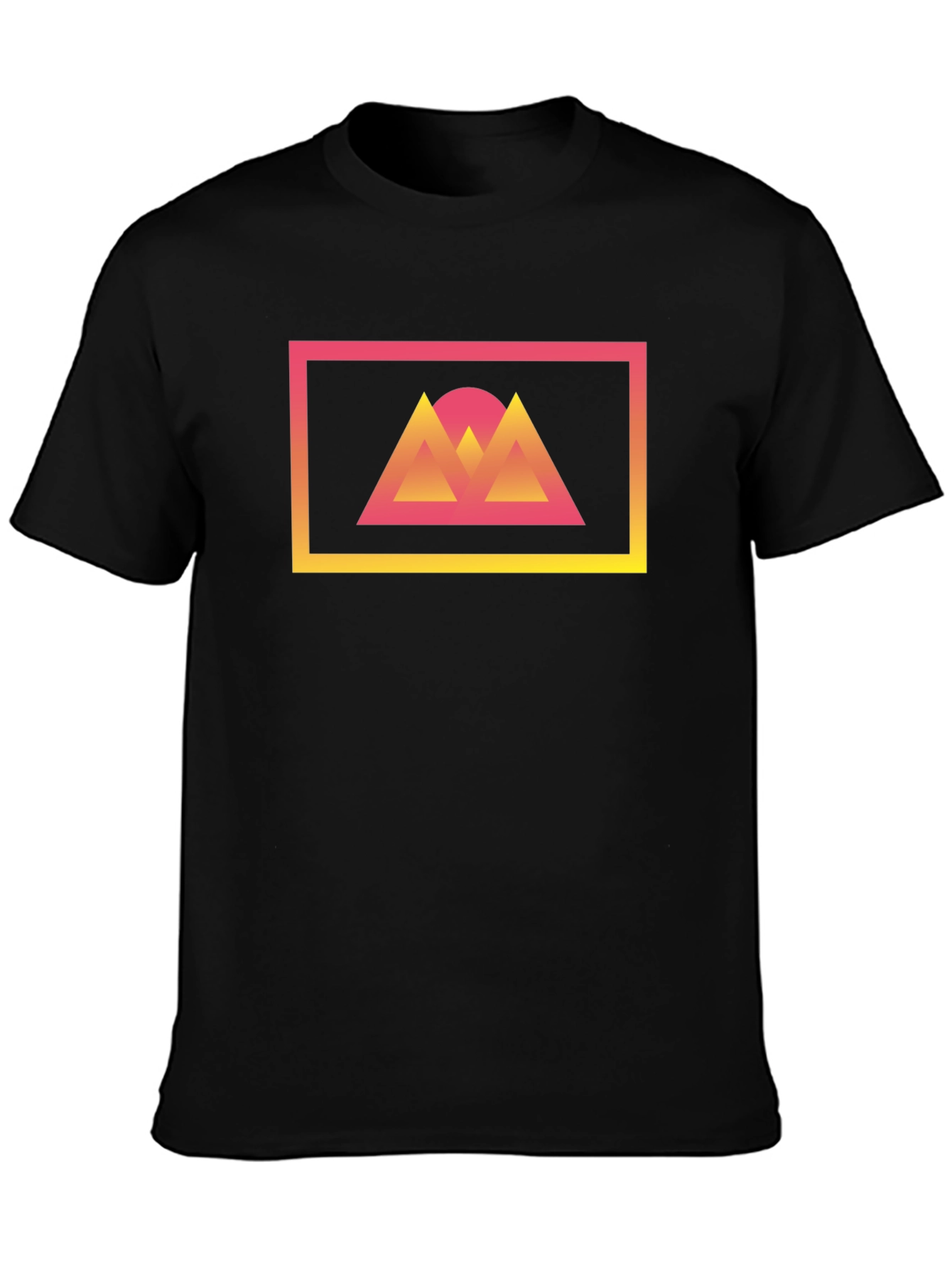 Retro Sunset Mountains Graphic Tee - Black