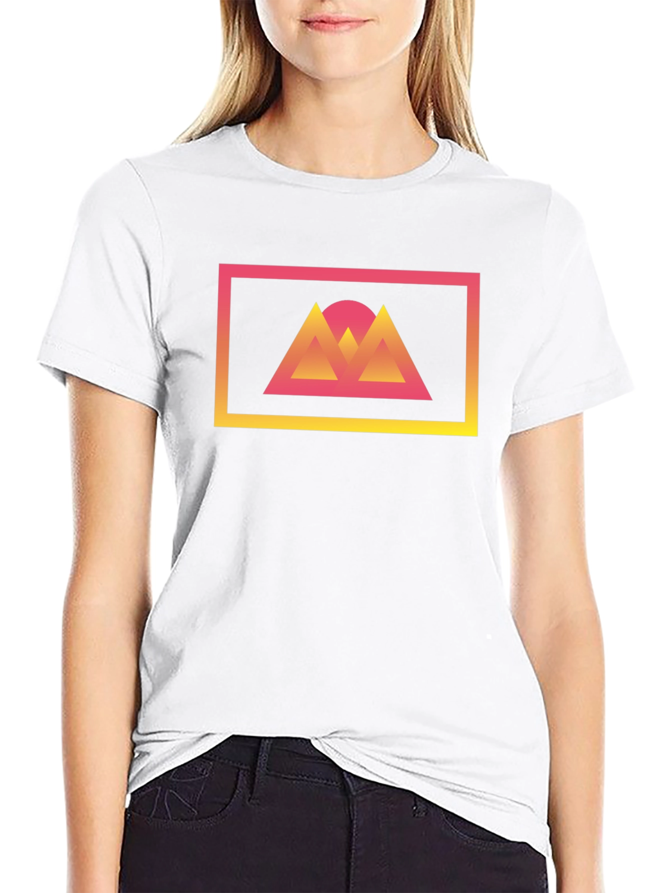 Retro Sunset Mountains Graphic Tee - Black