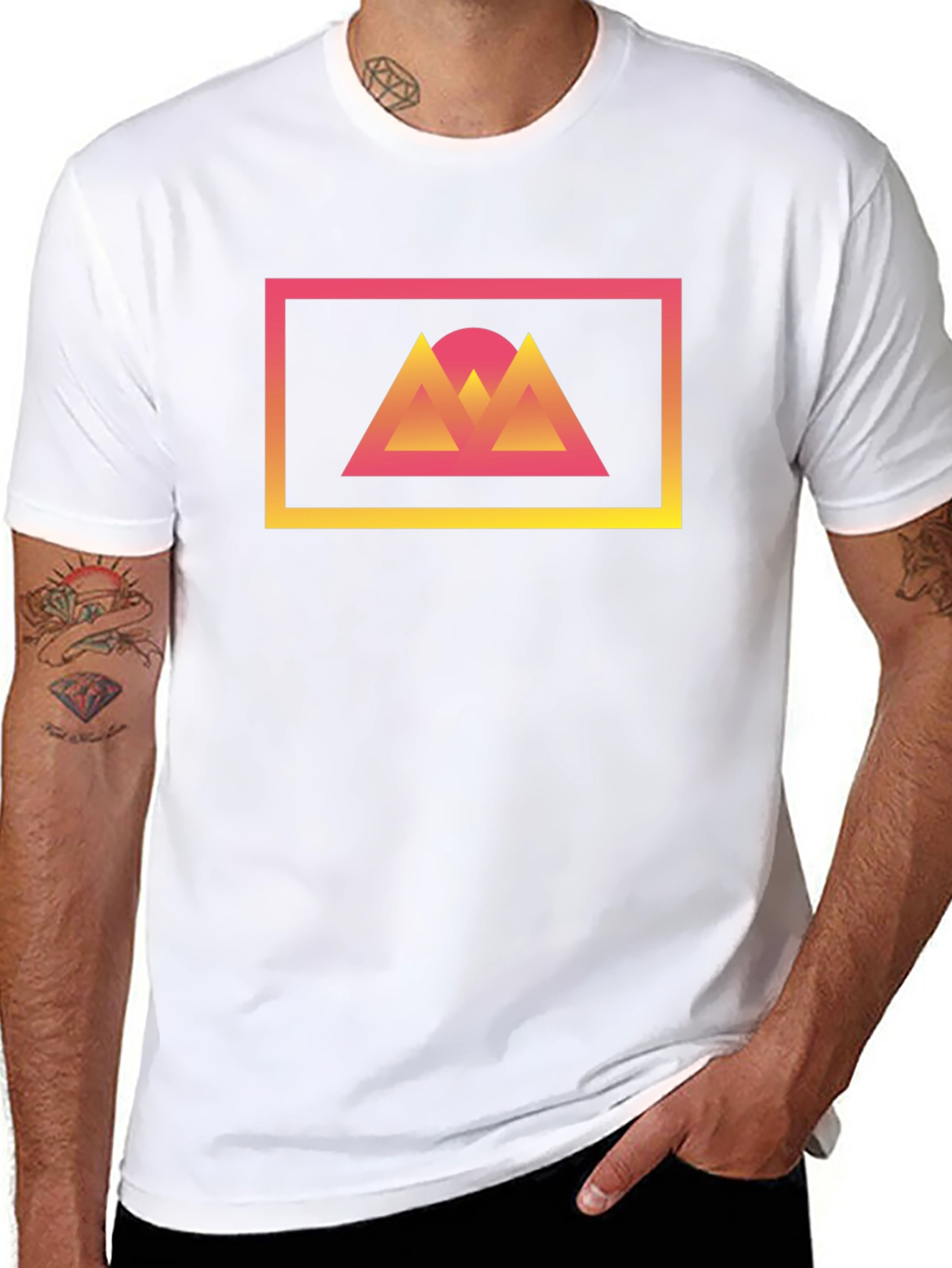 Retro Sunset Mountains Graphic Tee - Black